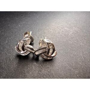Diamond Celtic knot earrings in platinum over sterling silver .25ctw